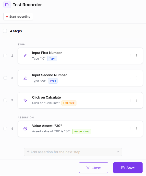 Review recorded steps