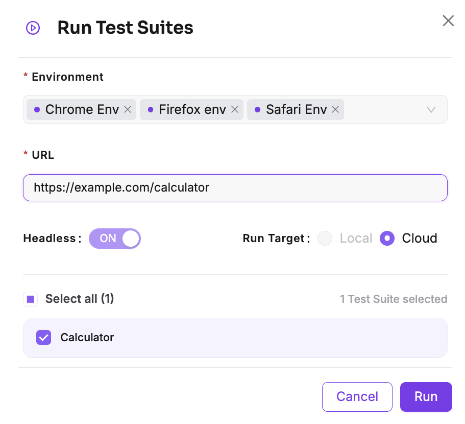 Run Configuration dialog